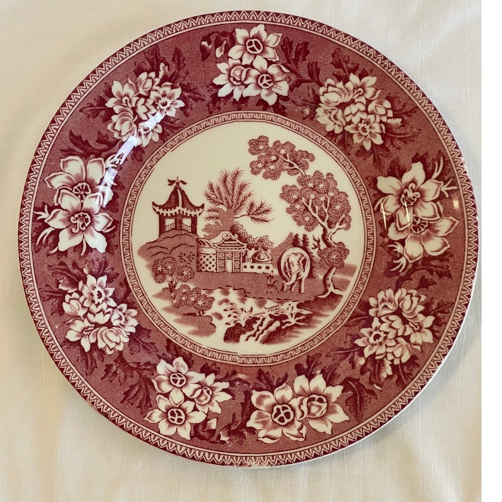 John Steventon & Sons Rogers 1780 Red Transferware Elephant Plate Made in Eng